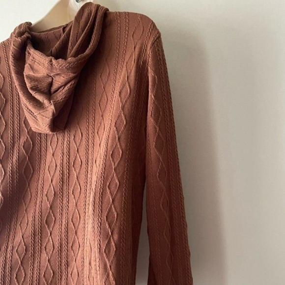 SHEIN Brown Cable Knit Raglan Sleeve Hoodie Small - Picture 12 of 15